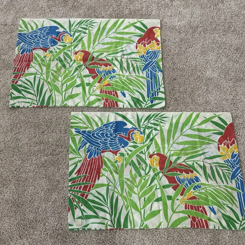 Vintage Burlington macaw parrot two standard pillowcase Pillow Cases 2 Tropical